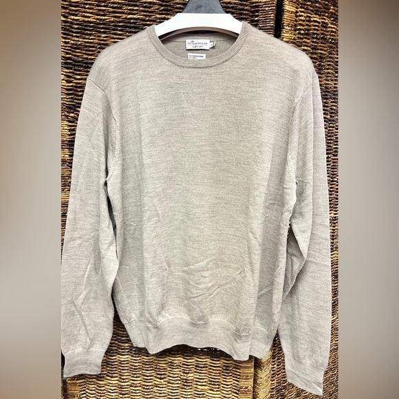 Peter Millar- Crown Soft Merino Wool/Silk‎ Tan Crewneck Sweater- Large